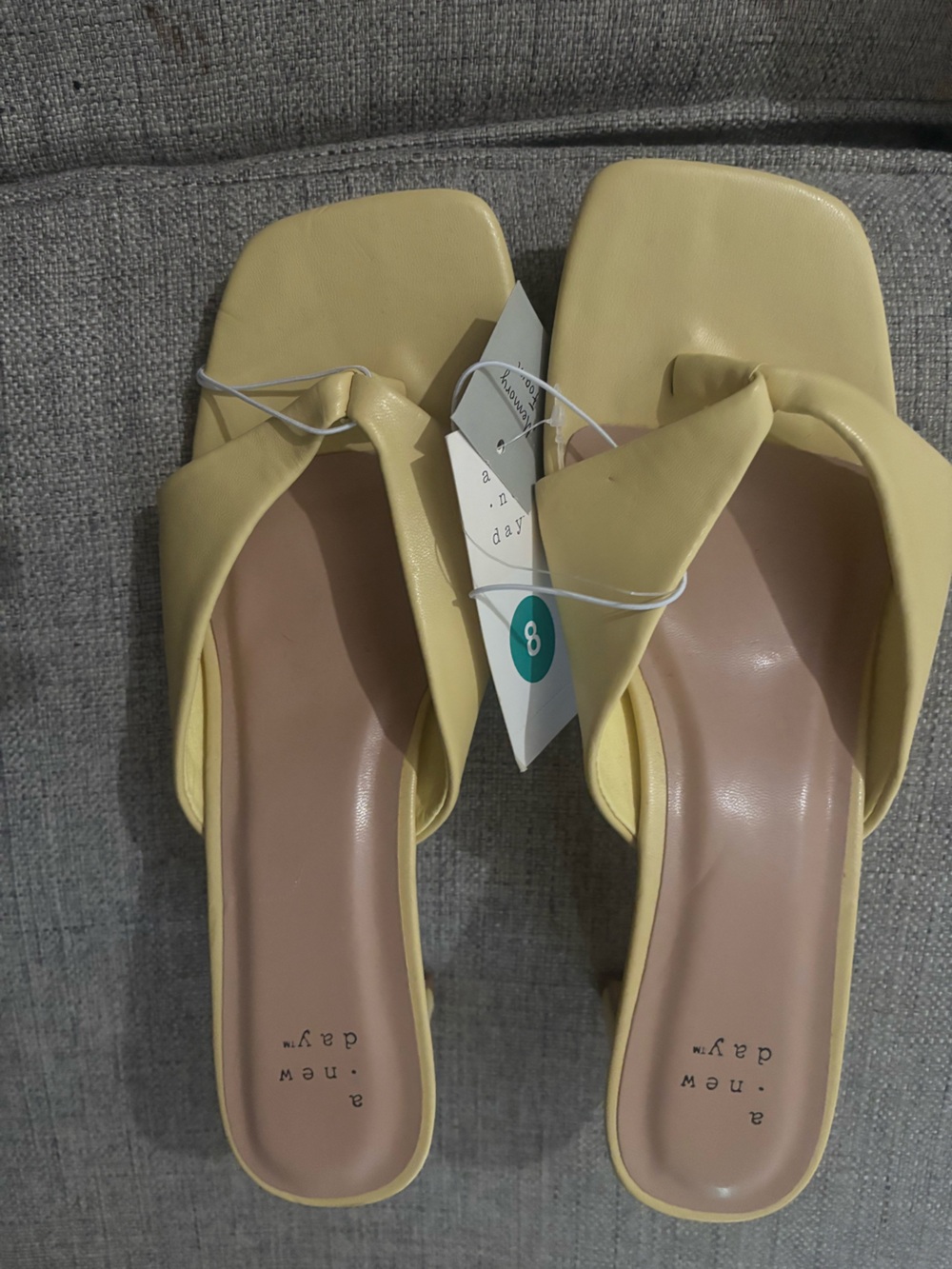 a new day Pale Yellow Knot-Detail Square-Toe Slip-On Mules